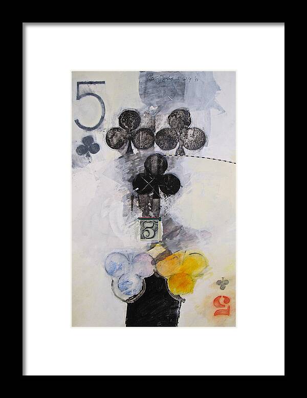 Abstract Painting Framed Print featuring the painting Five of Clubs 18-52 by Cliff Spohn