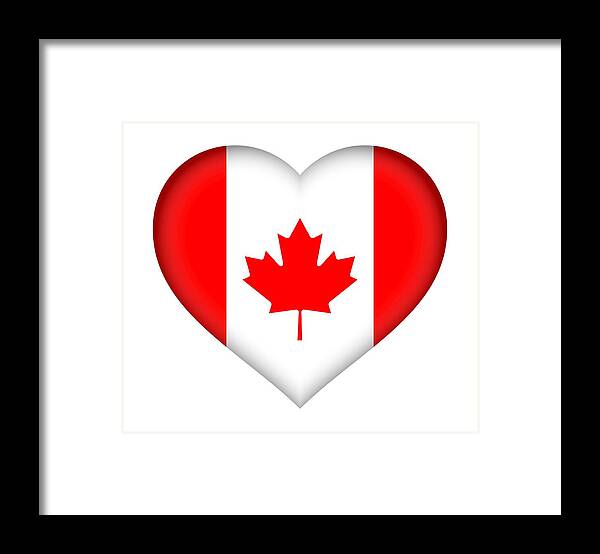 Canada Framed Print featuring the digital art Flag Of Canada Heart by Roy Pedersen
