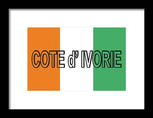 Africa Framed Print featuring the digital art Flag of Cote d'Ivoire Word by Roy Pedersen