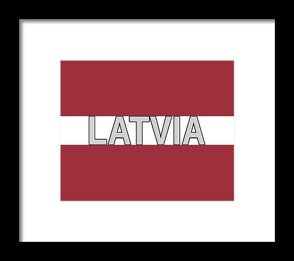 Europe Framed Print featuring the digital art Flag of Latvia Word by Roy Pedersen
