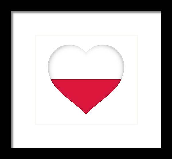 Poland Framed Print featuring the digital art Flag of Poland Heart by Roy Pedersen