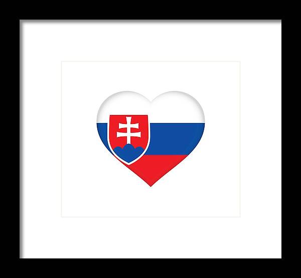 Slovak Framed Print featuring the digital art Flag of Slovakia Heart by Roy Pedersen