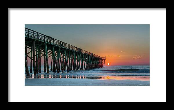Sunrise Framed Print featuring the photograph Flagler Pier Sunrise by Dillon Kalkhurst