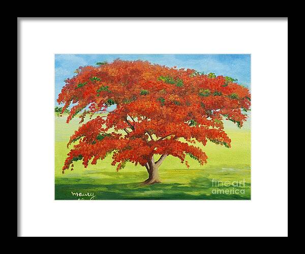 Alicia Maury Prints Framed Print featuring the painting Flamboyant Rojo by Alicia Maury