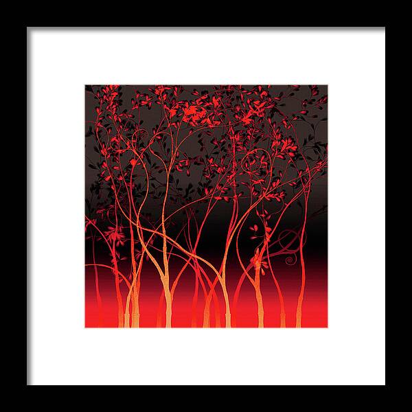 Trees Framed Print featuring the painting Flame Forest by Susan Maxwell Schmidt
