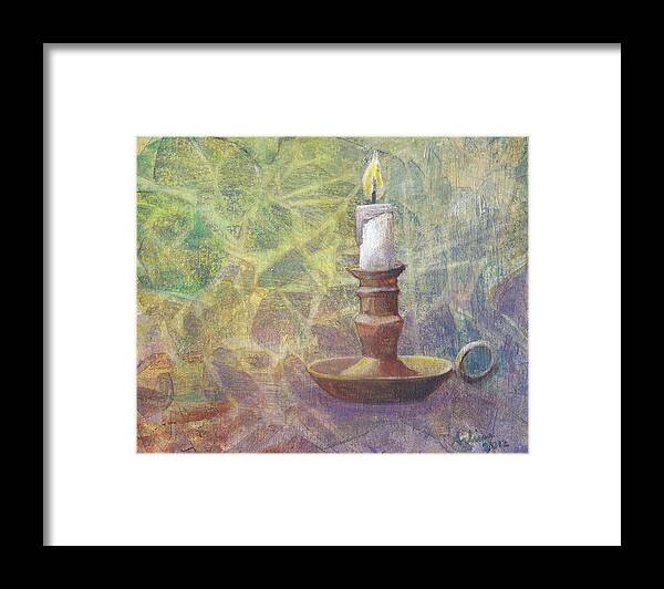 Candle Framed Print featuring the painting Flame of Hope by Arlissa Vaughn