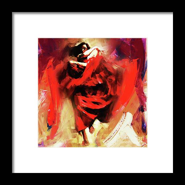 Dance Framed Print featuring the painting Flamenco Dance 0321G by Gull G