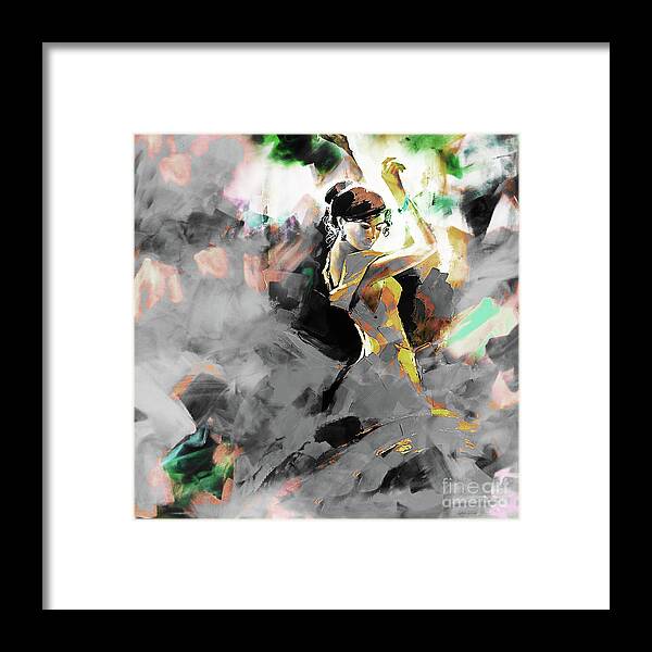 Dance Framed Print featuring the painting Flamenco dance art 7u7 by Gull G