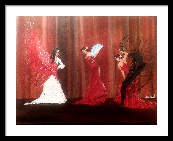 Flamenco Dancers Framed Print featuring the painting Flamenco Dancers by Subhash Gijare