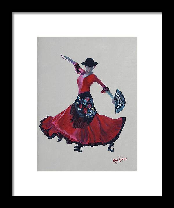 Flamenco Framed Print featuring the painting Flamenco by Mike Jenkins