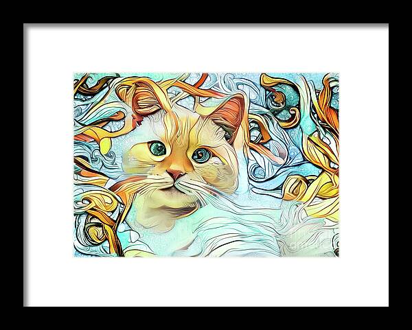 Flamepoint Framed Print featuring the digital art Flamepoint Siamese Cat by Amy Cicconi