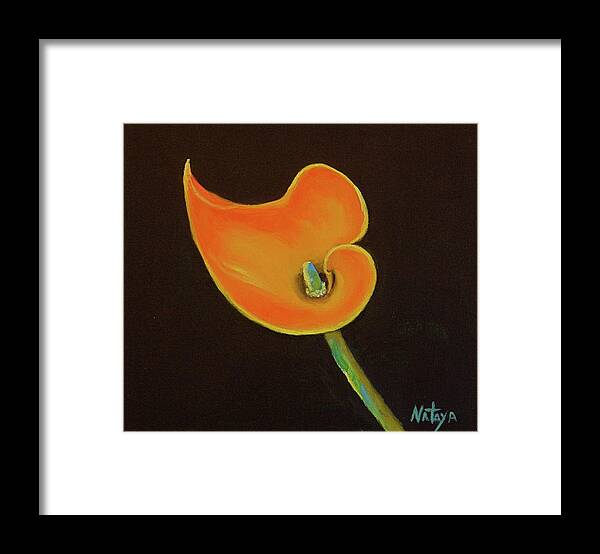 Calla Lily Framed Print featuring the painting Flaming Beauty by Nataya Crow