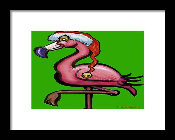 Flamingo Framed Print featuring the greeting card Flamingo Christmas by Kevin Middleton