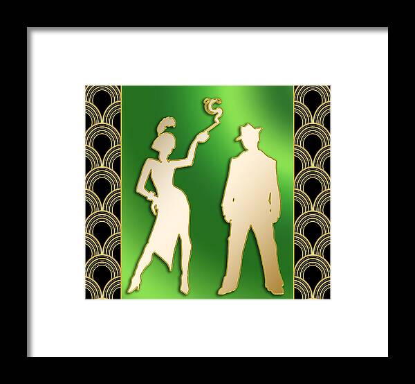 Flapper And The Gangster Framed Print featuring the digital art Flapper and the Gangster by Chuck Staley