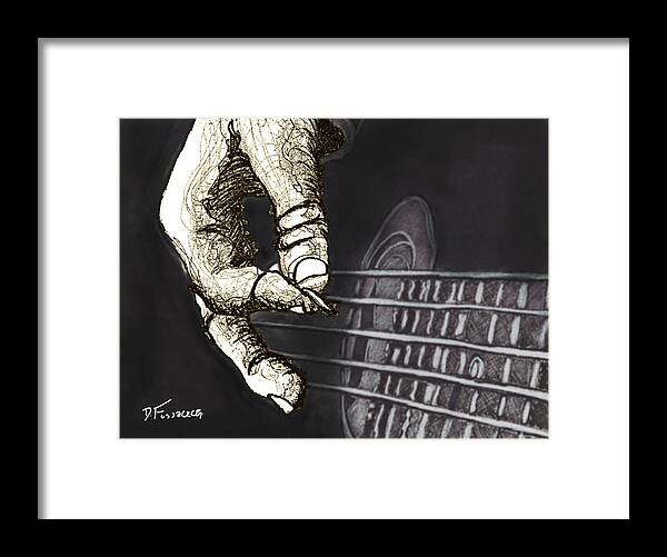 Guitar Hand1 Framed Print featuring the digital art Flat Pickin' by David Fossaceca