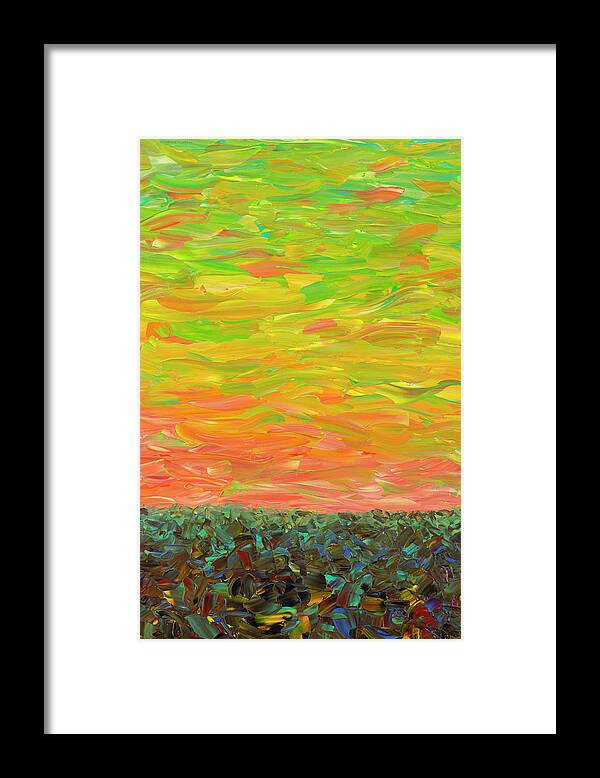 Landscape Framed Print featuring the painting Flatland - Sunset looking West by James W Johnson