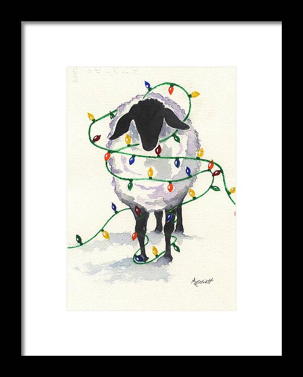 Sheep Framed Print featuring the painting Fleece Navidad by Marsha Elliott