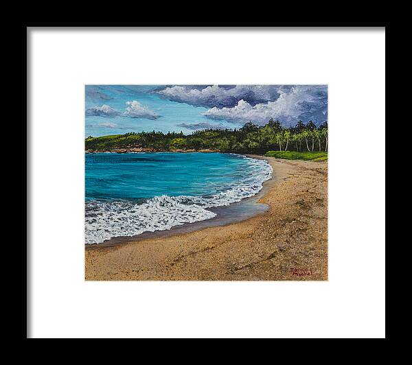 Landscape Framed Print featuring the painting Fleming Beach Maui by Darice Machel McGuire