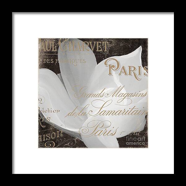 White Magnolia Framed Print featuring the painting Fleurs Blanc Magnolia by Mindy Sommers