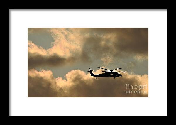 Helicopter Framed Print featuring the photograph Flight Into The Sea Clouds by Jan Gelders