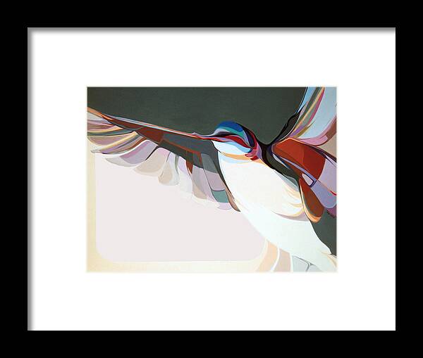 Abstract Framed Print featuring the painting Flight Of Fancy by Marlene Burns