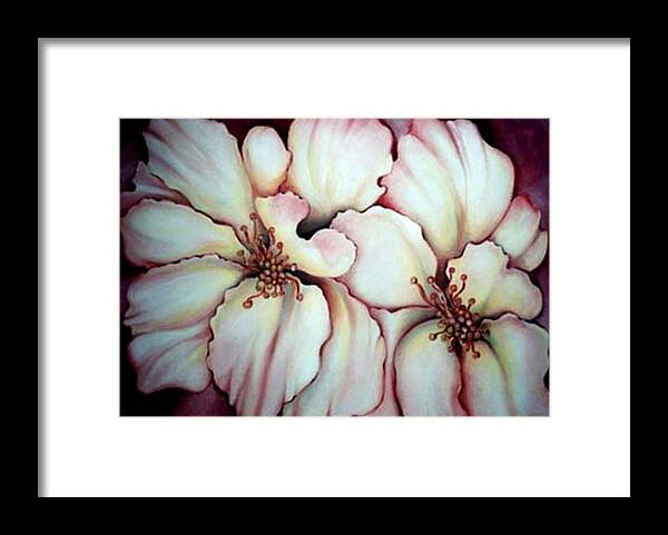 White Flower Framed Print featuring the painting Flighty Floral by Jordana Sands