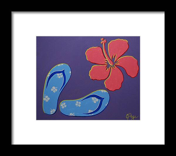 Flip Flops Framed Print featuring the painting Flip Flops by Emily Page