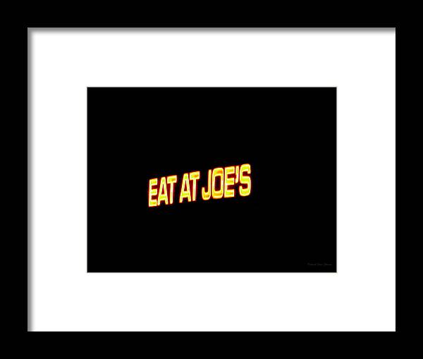 Floating Framed Print featuring the photograph Floating Neon - Eat At Joes by Deborah Crew-Johnson