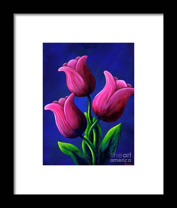 Rebecca Framed Print featuring the painting Floating Tulips by Rebecca Parker