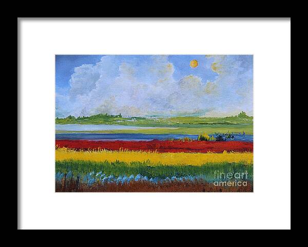 Garden Framed Print featuring the painting Flowers Lake by Alicia Maury