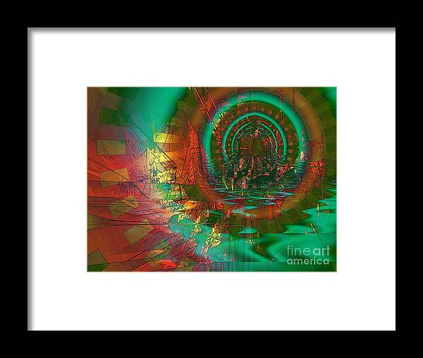 Flood Plain Framed Print featuring the digital art Flood Plain / Orange and Green by Elizabeth McTaggart