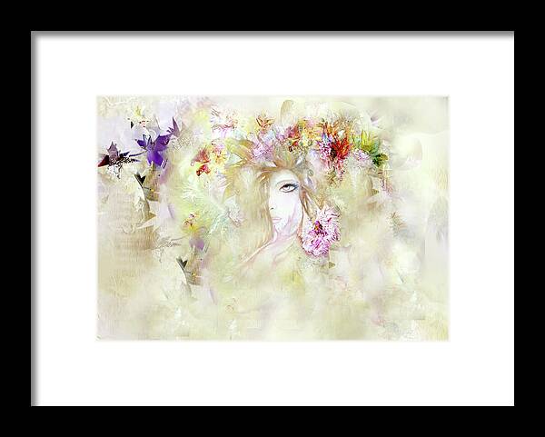 Anivad Framed Print featuring the painting Floral Angel by Davina Nicholas