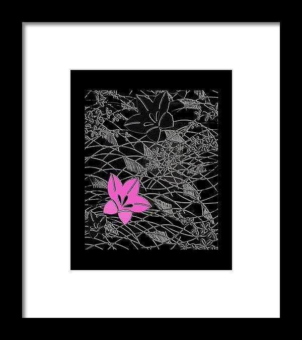 Chirimen Framed Print featuring the digital art Floral Chirimen by Asok Mukhopadhyay