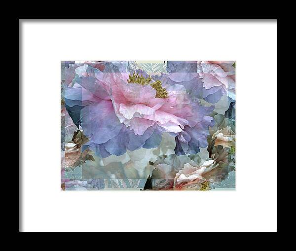Peony Fantasies Framed Print featuring the mixed media Floral Potpourri with Peonies 24 by Lynda Lehmann
