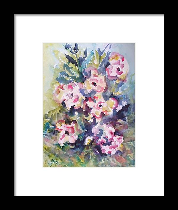 Flowers Framed Print featuring the painting Floral Rhythm by Kim Shuckhart Gunns