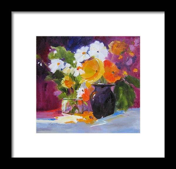 Still Life Framed Print featuring the painting Floral Still Life by Vicki Brevell