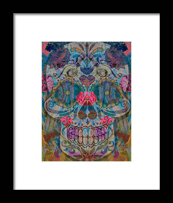 Sugar Skull Framed Print featuring the mixed media Floral Sugar 2 by Tracy McDurmon