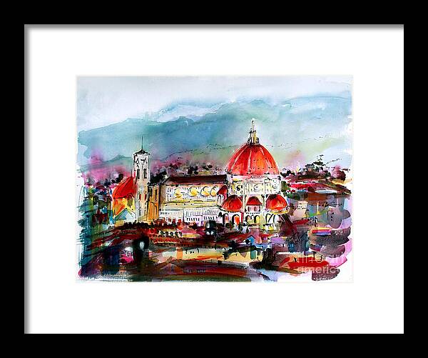 Florence Framed Print featuring the painting Florence Cathedral of Saint Mary of the Flower by Ginette Callaway