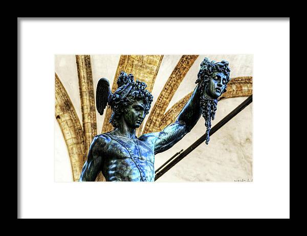 Perseus And Medusa Framed Print featuring the photograph Florence - Perseus in the Loggia - detail by Weston Westmoreland