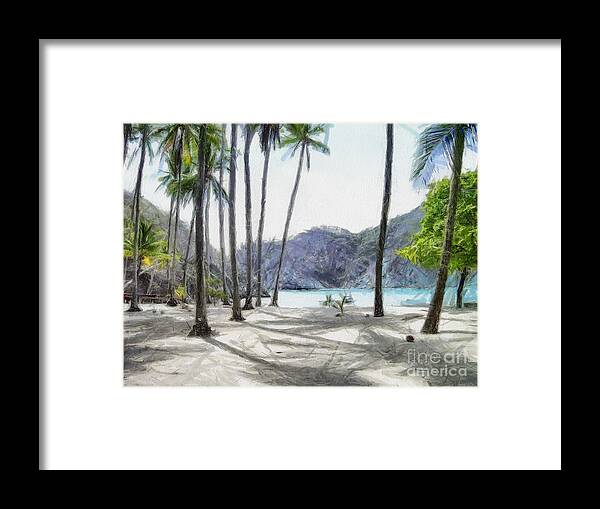Landscape Framed Print featuring the painting Florida beach by Murphy Elliott