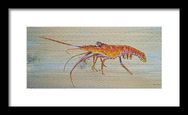 Blue Framed Print featuring the painting Florida Lobster by Ken Figurski