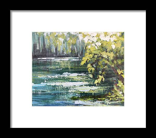 Florida Framed Print featuring the painting Florida Woods Pond by Deborah Ferree