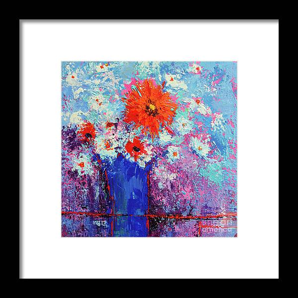 Floral Framed Print featuring the painting Flower Bouquet Modern impressionistic art palette knife work by Patricia Awapara