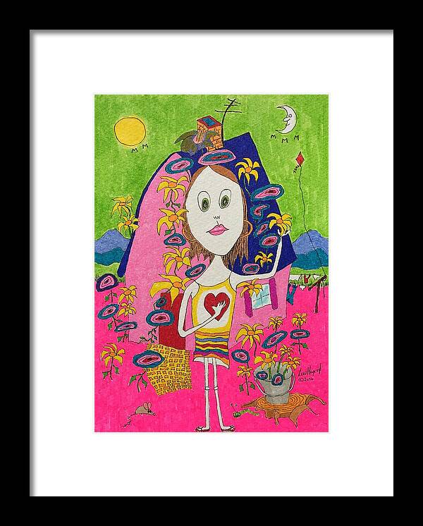  Framed Print featuring the painting Flower Child by Lew Hagood