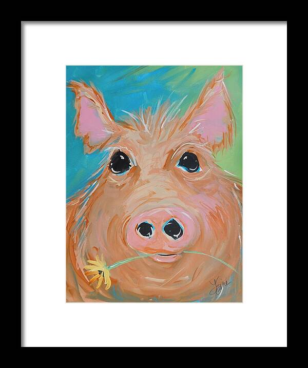 Pig Framed Print featuring the painting Flower Child by Terri Einer