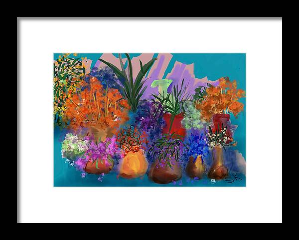 Flowers Framed Print featuring the digital art Flower Market by Sherry Killam