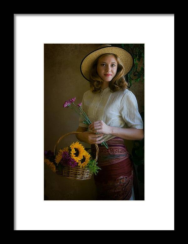 Portrait Framed Print featuring the photograph Flower Peddler by Jean Hildebrant