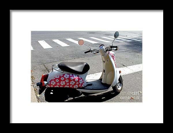 Bike Framed Print featuring the photograph Flower Power for a Montreal Motor Scooter by Nina Silver
