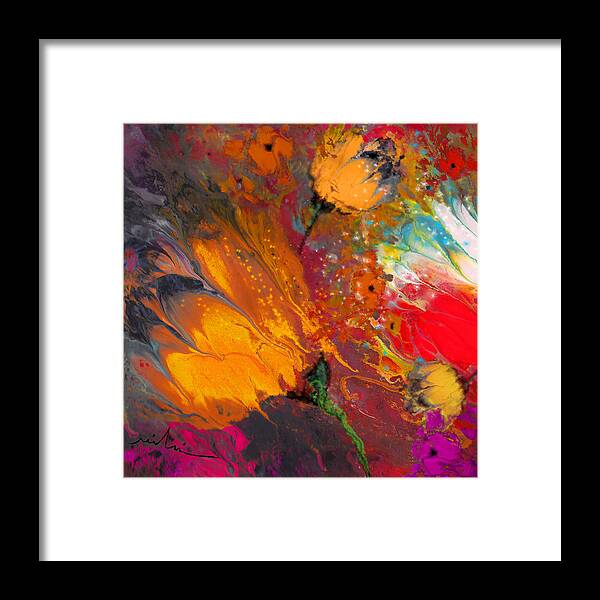Floral Framed Print featuring the painting Flower Power by Miki De Goodaboom