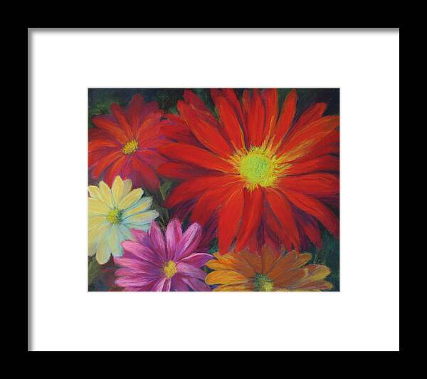 Red Floral Framed Print featuring the painting Flower Power by Vikki Bouffard